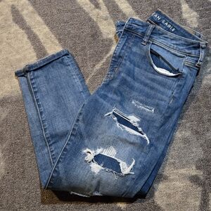 American Eagle Outfitters Blue Boyfriend Jeans with Distressing